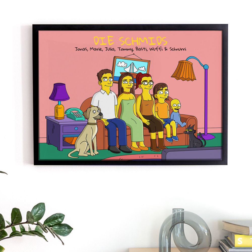 Personalisierbare Poster-Illustration Cartoon Familie