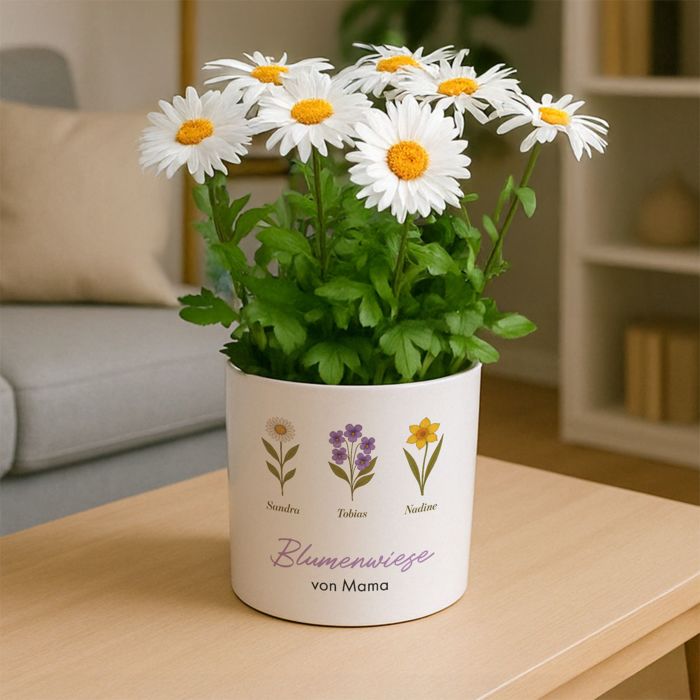 Personalisierbarer Blumentopf mit Geburtsblumen Personalisierbarer Blumentopf mit Geburtsblumen