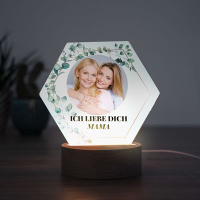 Personalisierbare LED-Lampe Blätter mit Foto und Text