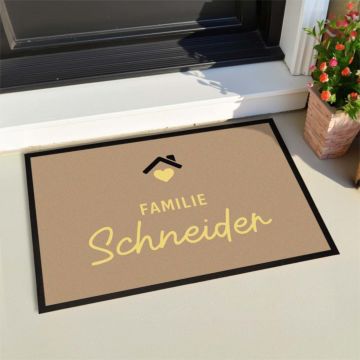 Personalisierbare Fußmatte mit Text und Symbol