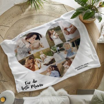 Fotodecke mit Herz und Text