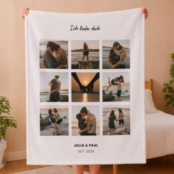 Personalisierbare Decke mit Foto und Text
