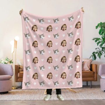 Personalisierbare Decke mit Haustier und Gesicht