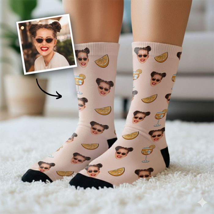 Personalisierbare Aperol Socken mit Gesicht Personalisierbare Aperol Socken mit Gesicht