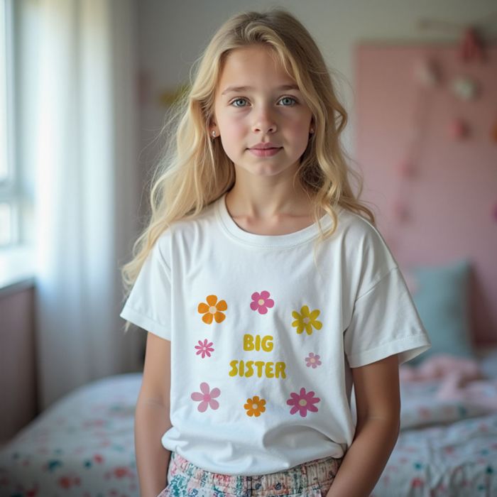 Personalisierbares Kinder T-Shirt mit Blumen und Text Personalisierbares Kinder T-Shirt mit Blumen und Text