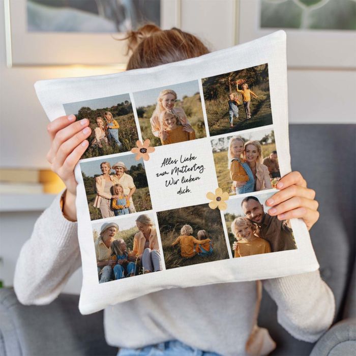 Personalisierbarer Kissenbezug mit Text und Symbole Personalisierbarer Kissenbezug mit Text und Symbole