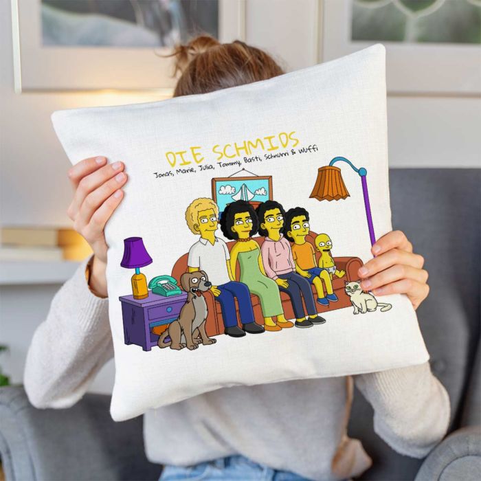 Personalisierbare Kissenbezug-Illustration Cartoon Familie Personalisierbare Kissenbezug-Illustration Cartoon Familie