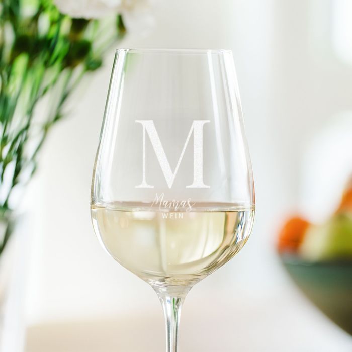 Personalisierbares Weinglas mit Monogramm Personalisierbares Weinglas mit Monogramm