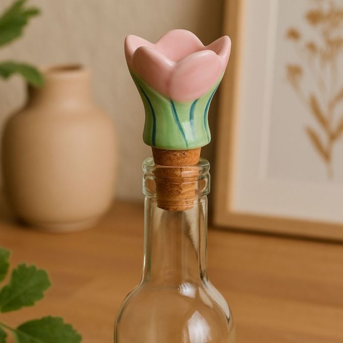 Korken mit Keramik Blume