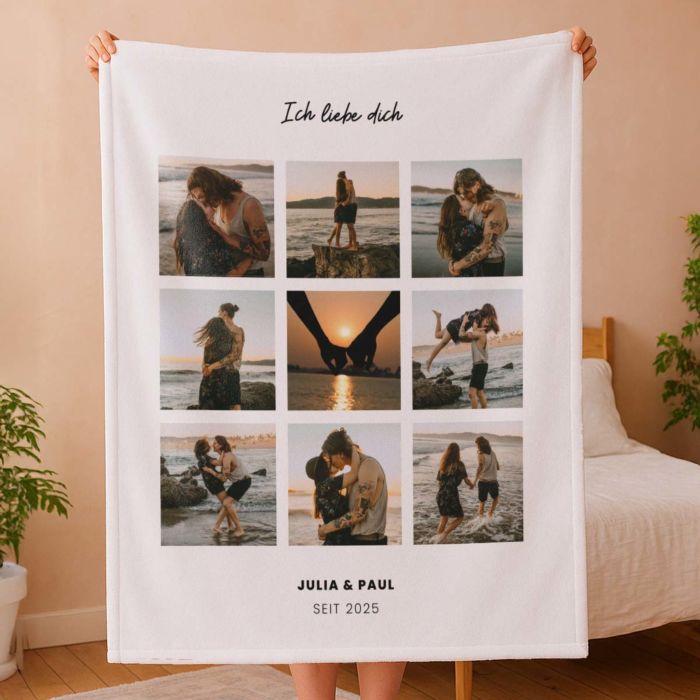 Personalisierbare Decke mit Foto und Text