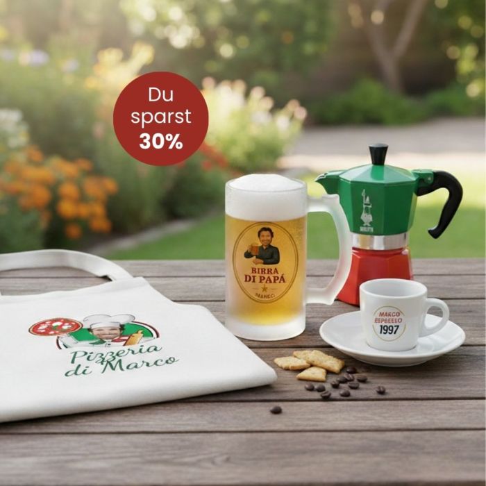 Geschenkset Italien mit Schürze Bierkrug und Espresso Tasse