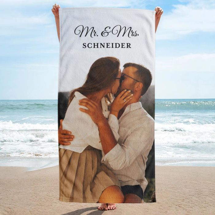 Personalisierbares Handtuch mit Foto und Text