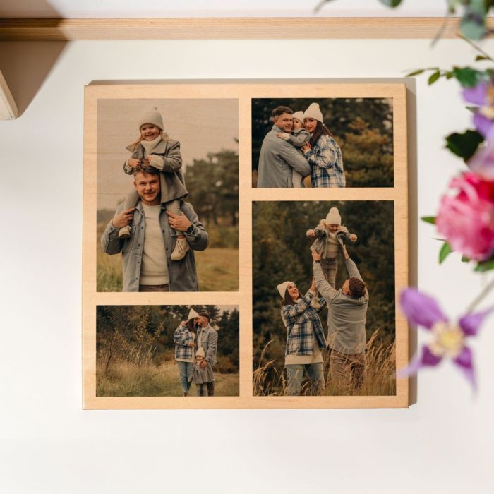 Personalisierbares Foto Holzbild mit 4 Fotos Personalisierbares Foto Holzbild mit 4 Fotos
