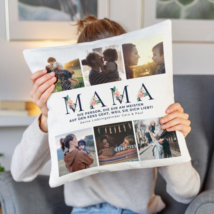 Personalisierbarer Kissenbezug Mama mit Fotos und Text Personalisierbarer Kissenbezug Mama mit Fotos und Text