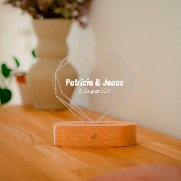 Personalisierbare Herz-Lampe mit Name Personalisierbare Herz-Lampe mit Name