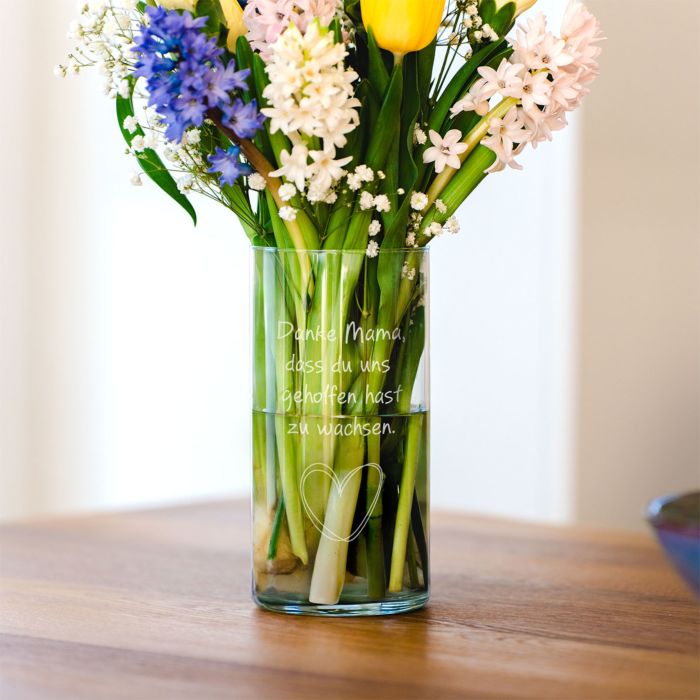 Personalisierte Vase mit Text und Symbol Personalisierte Vase mit Text und Symbol