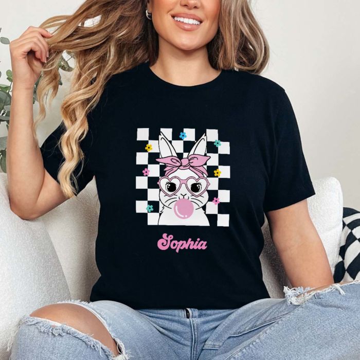 Personalisierbares T-Shirt mit Hase und Namen Personalisierbares T-Shirt mit Hase und Namen