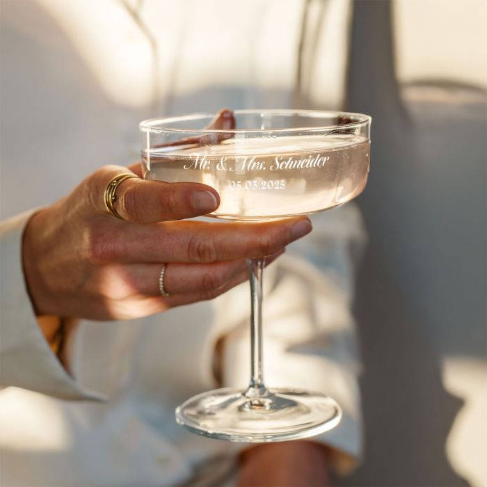 Personalisierbare Champagnerschale mit Text Personalisierbare Champagnerschale mit Text