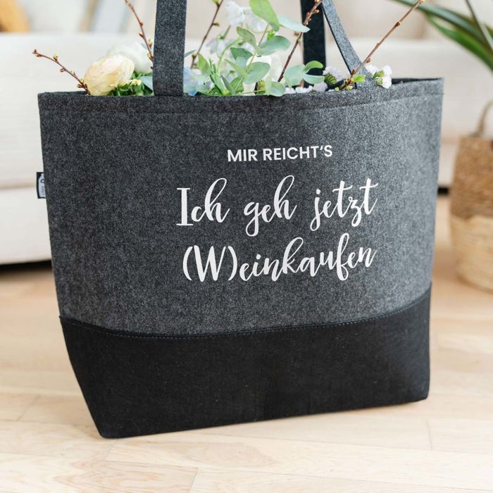Personalisierbare Filztasche mit Text Personalisierbare Filztasche mit Text