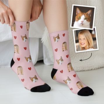 Personalisierbare Socken mit Haustier und Gesicht