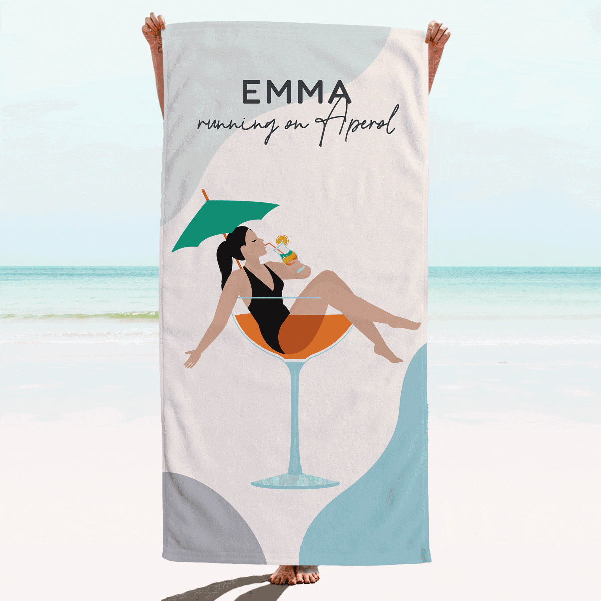 Personalisierbare Handtuch-Illustration Cocktailglas